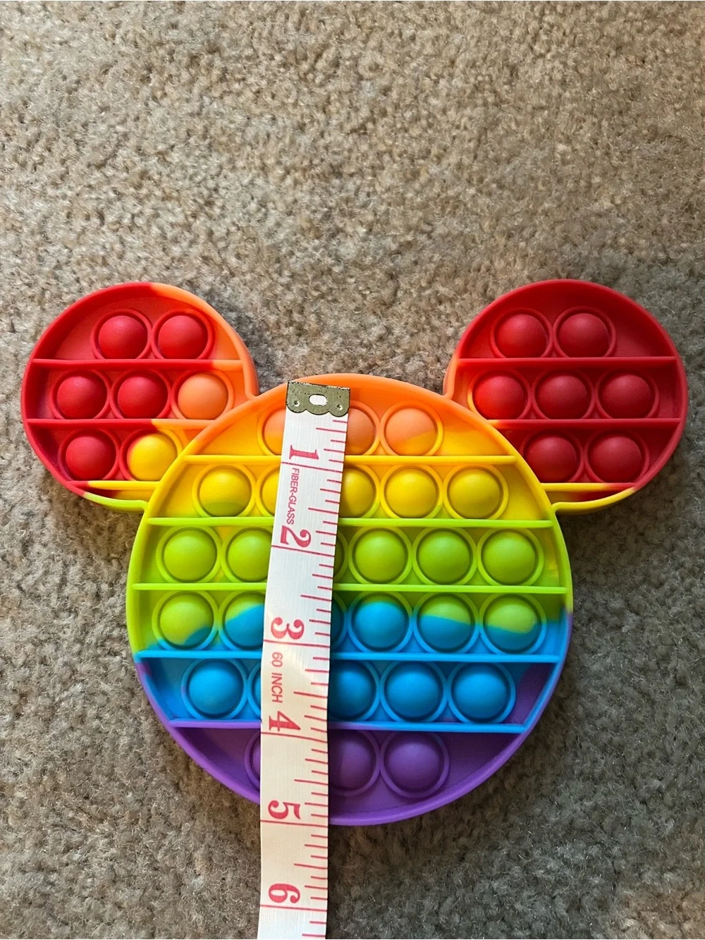 Rainbow Mickey-Style Silicone Pop Fidget Toy - Multicolor